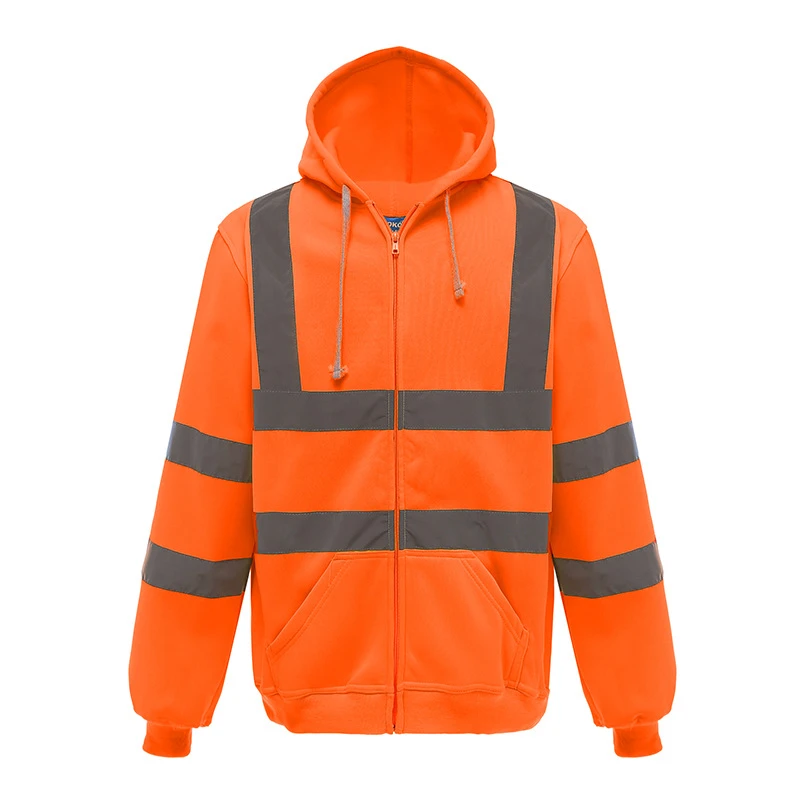 Hooded Zipper Reflective Sweatshirt