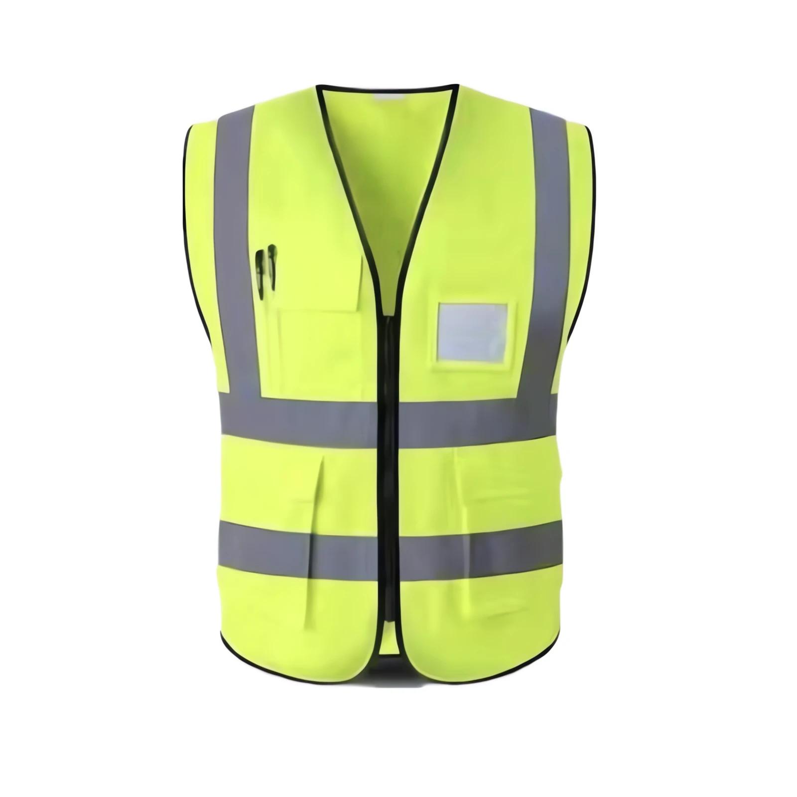 Reflective undershirt wholesale multi-pocket yellow reflective safety vest construction site zipper model