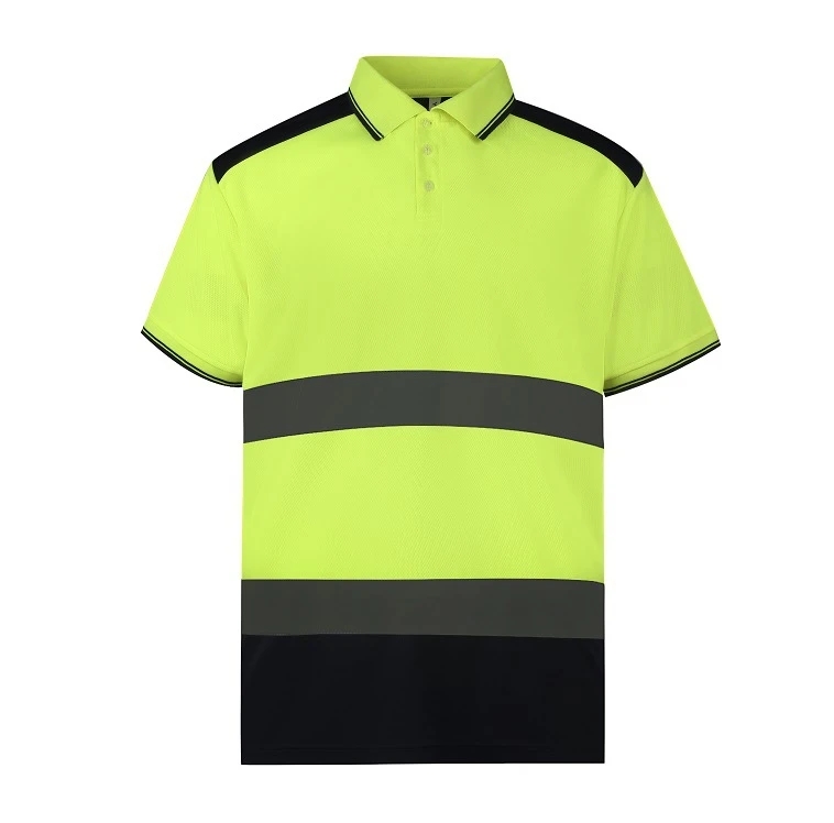 Moisture wicking breathable short sleeve reflective jacket outdoor polo shirt
