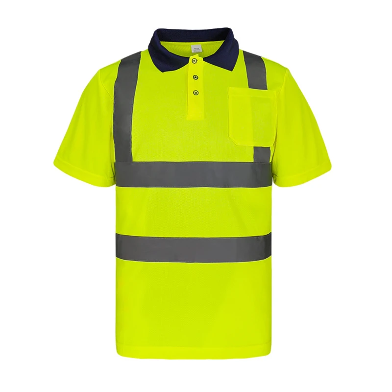 Breathable Birds Eye Fabric Lapel Reflective polo shirt