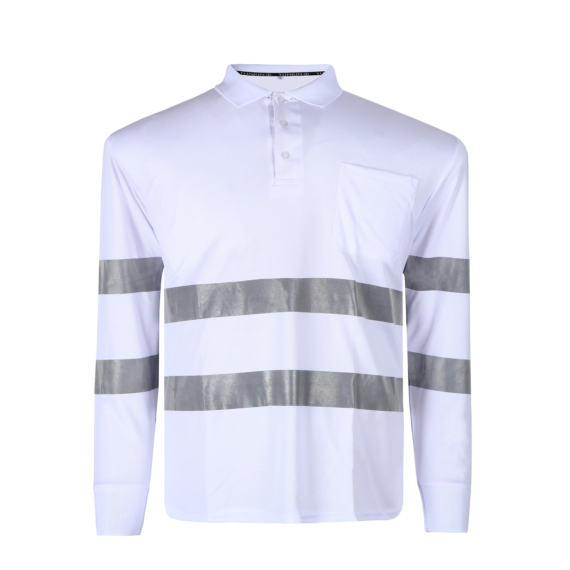 Solid Color Reflective Polo Shirt